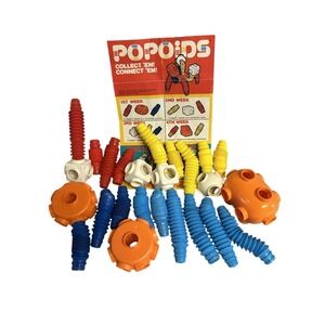 Vintage 1980's TOMY Popoids building toys -25 Snap Together Pieces-Build a Robot